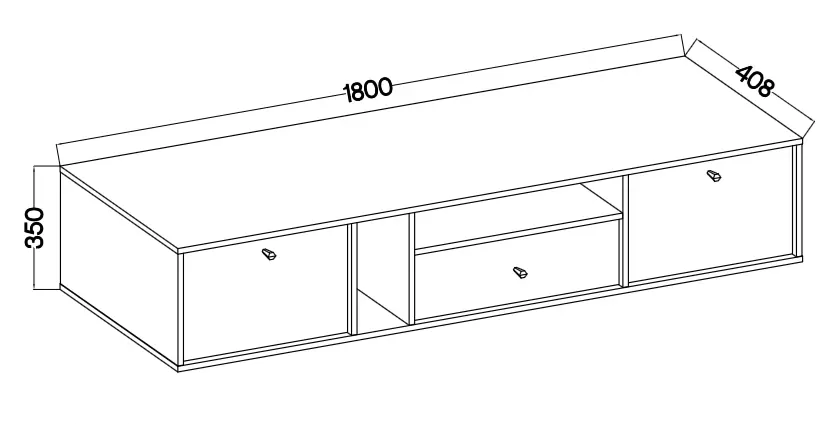 Szafka RTV TOKYO 180 cm – rysunek techniczny