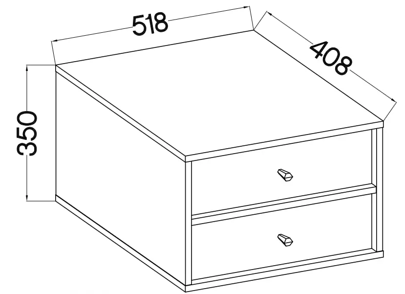 Szafka nocna TOKYO – rysunek techniczny
