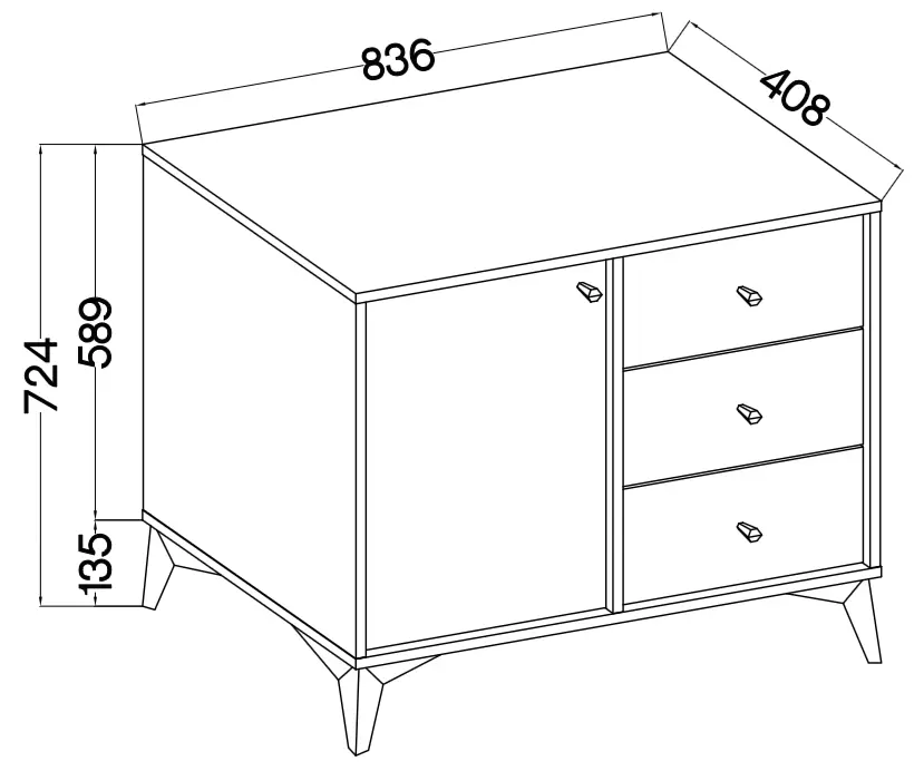 Komoda TOKYO – rysunek techniczny