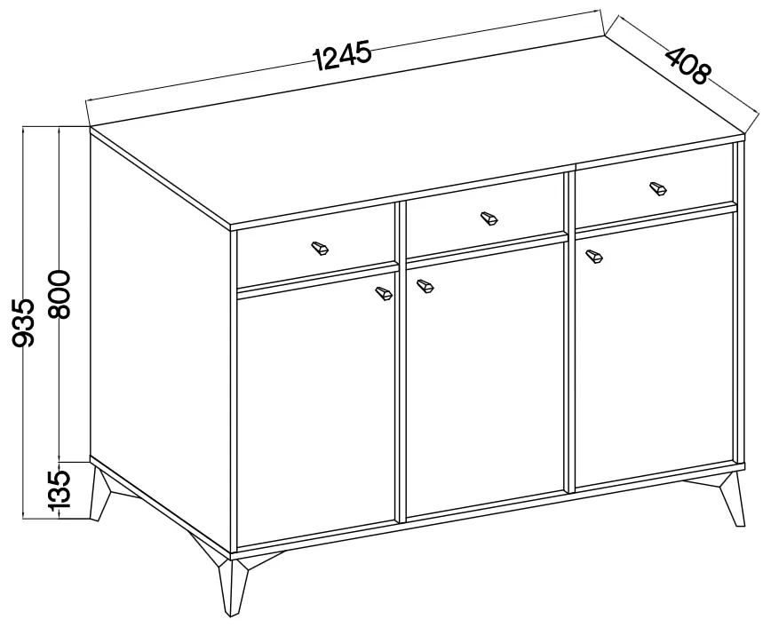 Komoda TOKYO – rysunek techniczny